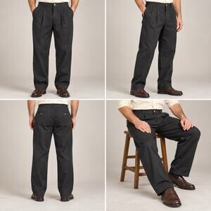 Legendary Gold Khakis Pants Mens 38x30 Black Pleated Dress Trousers